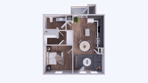 Floor plan for 1 bed, 1 bath, 1379 sqft